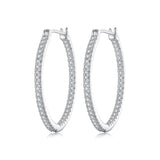 925 Sterling Silver Earrings with Pave Setting CZ in White Gold for Women