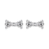 925 Sterling Silver Earrings with Pavé Setting CZ and White Gold Plating