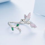 925 Sterling Silver Ring with Enamel and Oxidized Finish in Style E for Women