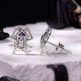 925 Sterling Silver Earrings with Pavé Setting CZ, 1.1 x 1.0 cm, Oxidized Finish for Women
