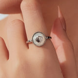 925 Sterling Silver White Gold-Plated Ring with Nacre Pendant - Style E for Women