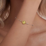 925 Sterling Silver White Gold Plated Bracelet with Transparent Glass Charm for Women