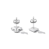 925 Sterling Silver Oxidized Enamel Plum Blossom Earrings for Women - 1.2 x 1.0 cm