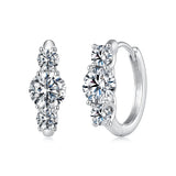 925 Sterling Silver White Gold Plated Moissanite 1.3x0.5cm Hoop Earrings for Women
