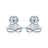 925 Sterling Silver Earrings with Translucent Opal