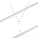 925 Sterling Silver Adjustable Platinum Plated Necklace with CZ - 1.4cm for Women