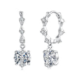 925 Sterling Silver White Gold Plated 1 Carat Moissanite Pavé CZ 2.2cm Hoop Earrings for Women