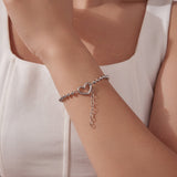 925 Sterling Silver 16+5cm White Gold Plated Heart Bracelet for Women