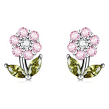 925 Sterling Silver Earrings with Pavé Setting CZ in White Gold