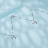 925 Sterling Silver + Plated White Gold Necklace with Adjustable Length for Women