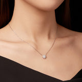 925 Sterling Silver 0.5 Carat Moissanite Necklace in White Gold Plating for Women