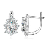 925 Sterling Silver Platinum Plated CZ Pavé Setting Earrings