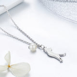 925 Sterling Silver 0.6 Carat Pearl Necklace for Women