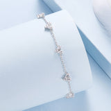 925 Sterling Silver Bracelet with White Gold Plating and CZ Paving for Women