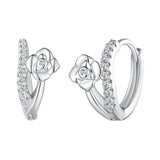 925 Sterling Silver Platinum Plated Pavé CZ Earrings