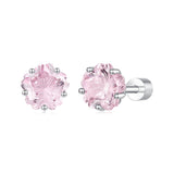 925 Sterling Silver White Gold Plated Pavé CZ 0.6x0.6 cm Earrings for Women