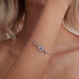 925 Sterling Silver White Gold Plated Bracelet with CZ Pendant