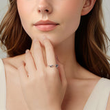 925 Sterling Silver Transparent Glass Oxidized Silver Ring for Women