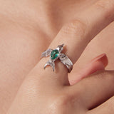 925 Sterling Silver Transparent Glass Ring for Women
