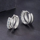 925 Sterling Silver Moissanite 0.06 Carat White Gold Plated Earrings for Women