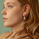 925 Sterling Silver Earrings with Pavé Setting CZ and Resin - 2.8 x 1.1 cm - Women's Fashion