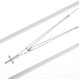 925 Sterling Silver Adjustable Platinum Plated Necklace with CZ - 1.4cm for Women