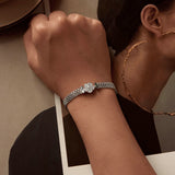 925 Sterling Silver and Platinum Plated 17.0 cm Pavé Setting CZ Bracelet for Women