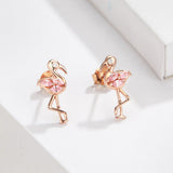 925 Sterling Silver 1.5x0.7cm Plated Rose Gold CZ Earrings for Women
