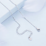 925 Sterling Silver Necklace with Pavé Setting CZ, Length 390+60mm, Pendant Size 8x15mm, for Women