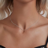 925 Sterling Silver White Gold Plated 40+5cm Necklace for Women