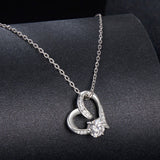 925 Sterling Silver Moissanite Necklace with Pendant and White Gold Plating for Women