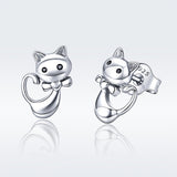 925 Sterling Silver Earrings with Pavé Setting in Oxidized Finish
