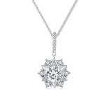 925 Sterling Silver Moissanite Necklace with Pavé Setting, 45cm, Platinum Plated, Women
