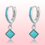 S925 Sterling Silver Turquoise Earrings - 2.1*0.7cm for Women