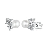 925 Sterling Silver 0.1 Carat Moissanite and Pearl Earrings for Women