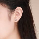 925 Sterling Silver Platinum Plated Pavé Setting CZ Earrings