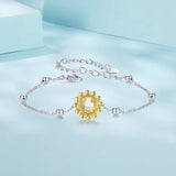 925 Sterling Silver White Gold Plated Bracelet with Transparent Glass Charm for Women