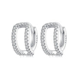 925 Sterling Silver Earrings with White Gold Plating and Pavé Setting CZ for Women