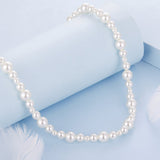 925 Sterling Silver White Gold Plated Necklace with Synthetic Pearls for Women