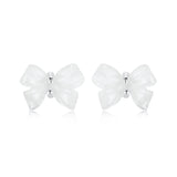 925 Sterling Silver Earrings for Women, 0.8*1.1cm, Plated White Gold