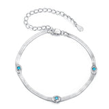 925 Sterling Silver White Gold Plated Multi-Layer Bracelet with Synthetic Turquoise