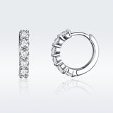 925 Sterling Silver Earrings with Pavé CZ in Platinum Plating, 1.6 x 0.3 cm for Women