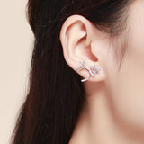 925 Sterling Silver Jewelry Set with Pavé Setting CZ, 2.0*1.4cm