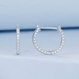 925 Sterling Silver Earrings with Pave Setting CZ in White Gold for Women