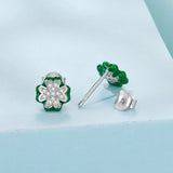 925 Sterling Silver Earrings with Pavé Set CZ & White Gold Plating, 0.75cm for Women