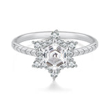 925 Sterling Silver White Gold Plated Ring with Pavé Set CZ, Size 6.0
