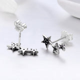 S925 Oxidized Silver Pavé CZ Earrings for Women