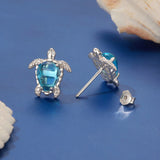 925 Sterling Silver & Brass Transparent Glass CZ Earrings 1.3*1.2cm for Women
