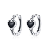 925 Sterling Silver Oxidized Enamel Earrings for Women - 1.2*0.5 cm
