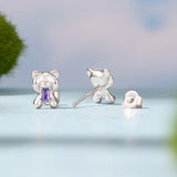 925 Sterling Silver White Gold Plated 0.9 x 0.6 cm Pavé CZ Earrings for Women
